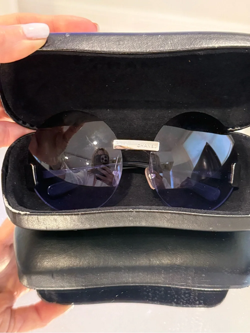 RARE CHANEL 4099 Y2K Rimless Purple Gradient Sunglasses w/ Case
